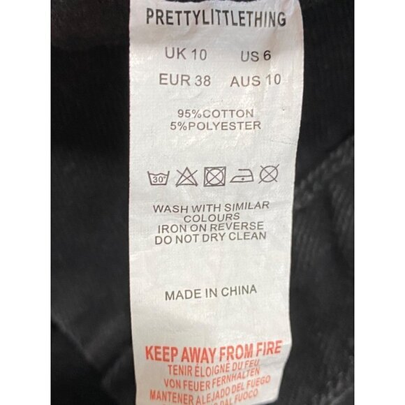 New Pretty Little Thing Women's Tall Black Asymmetric Waistband Jeans Size 10 - Picture 8 of 12